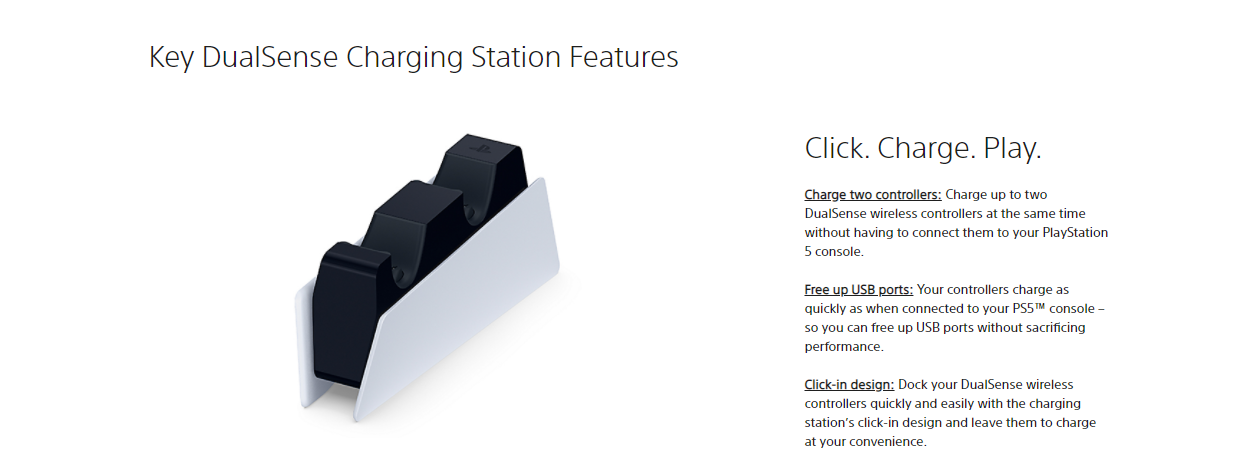 PlayStation 5 DualSense Charging Station features